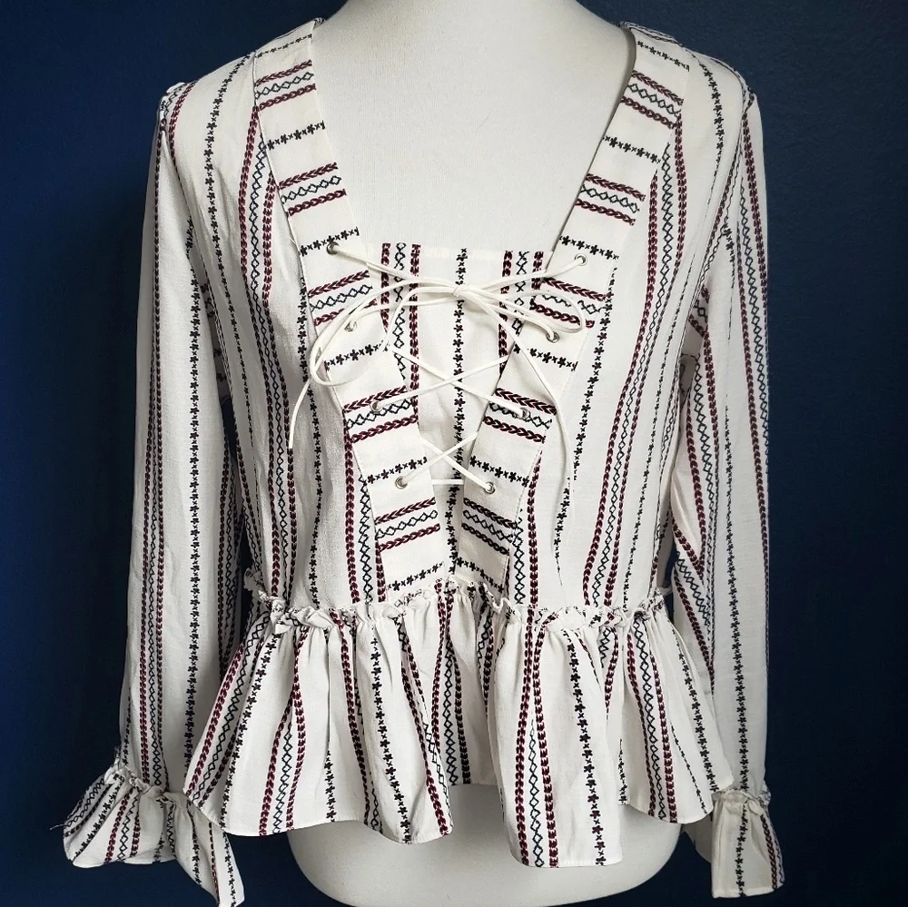 Chloe Oliver Anthropologie Dotted and Striped Top - Picture 2 of 6